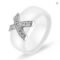 White Black Ceramic Ring Cubic Zirconia Gold Stainless