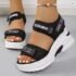 Women’s Knitted Wedge High-Heel Flip-Flop Sandals, Plus Sizes