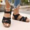 Women’s Lightweight Buckle-Strap Non-Slip Cork Flat Summer Sandals