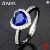 ZDADAN 925 Silver Heart Blue Gemstone Wedding Ring