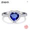 ZDADAN 925 Silver Heart Blue Gemstone Wedding Ring