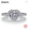 ZDADAN 925 Silver Heart Blue Gemstone Wedding Ring