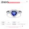 ZDADAN 925 Silver Heart Blue Gemstone Wedding Ring