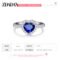ZDADAN 925 Silver Heart Blue Gemstone Wedding Ring