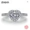 ZDADAN 925 Silver Heart Blue Gemstone Wedding Ring