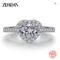 ZDADAN 925 Silver Heart Blue Gemstone Wedding Ring