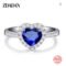 ZDADAN 925 Silver Heart Blue Gemstone Wedding Ring