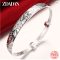 ZDADAN 925 Silver Pattern Carved Cuff Bracelet Bangle