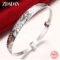 ZDADAN 925 Silver Pattern Carved Cuff Bracelet Bangle