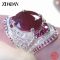 ZDADAN 925 Silver Ruby Zircon Women Ring