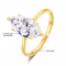High Quality 14K Gold Marquise Cut 3ct VVS1 Moissanite Diamond Ring