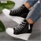 womens-black-canvas-ankle-boots-zipper
